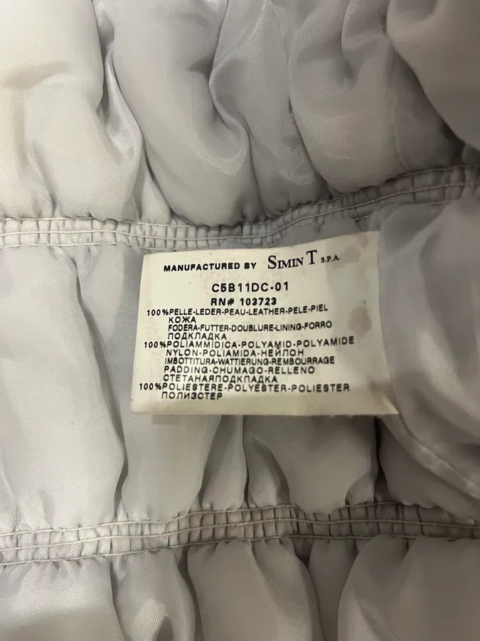 2000s Armani Creamy Leather Puffer Jacket (S/M) 7