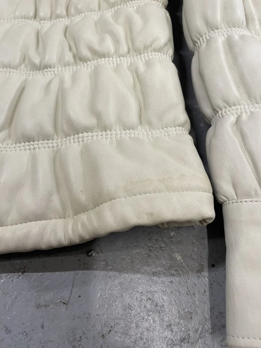 2000s Armani Creamy Leather Puffer Jacket xPxHsuE 7