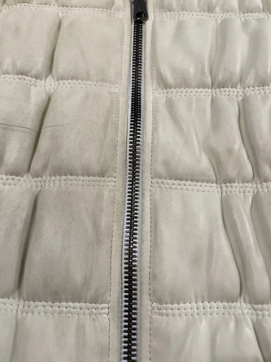 2000s Armani Creamy Leather Puffer Jacket xPxHsuE 8