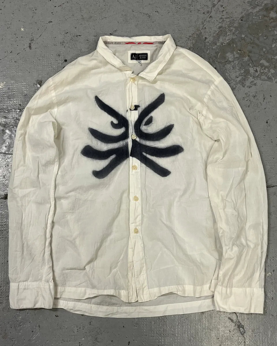 2000s Armani Creamy Tagged Shirt sYrnpkN 0