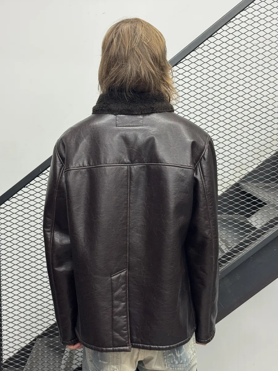 2000s Armani Dark Brown Faux Leather Jacket MXlNtCZ 2