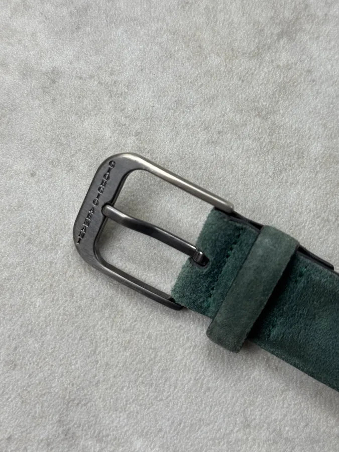 2000s Armani Dark Green Suede Leather Belt LbKErls 3