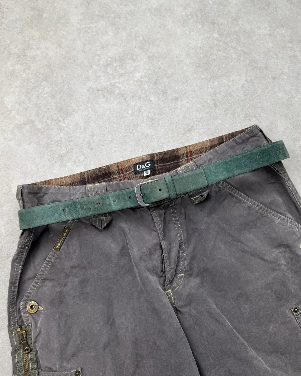 2000s Armani Dark Green Suede Leather Belt LbKErls 0