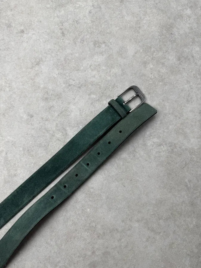 2000s Armani Dark Green Suede Leather Belt LbKErls 2