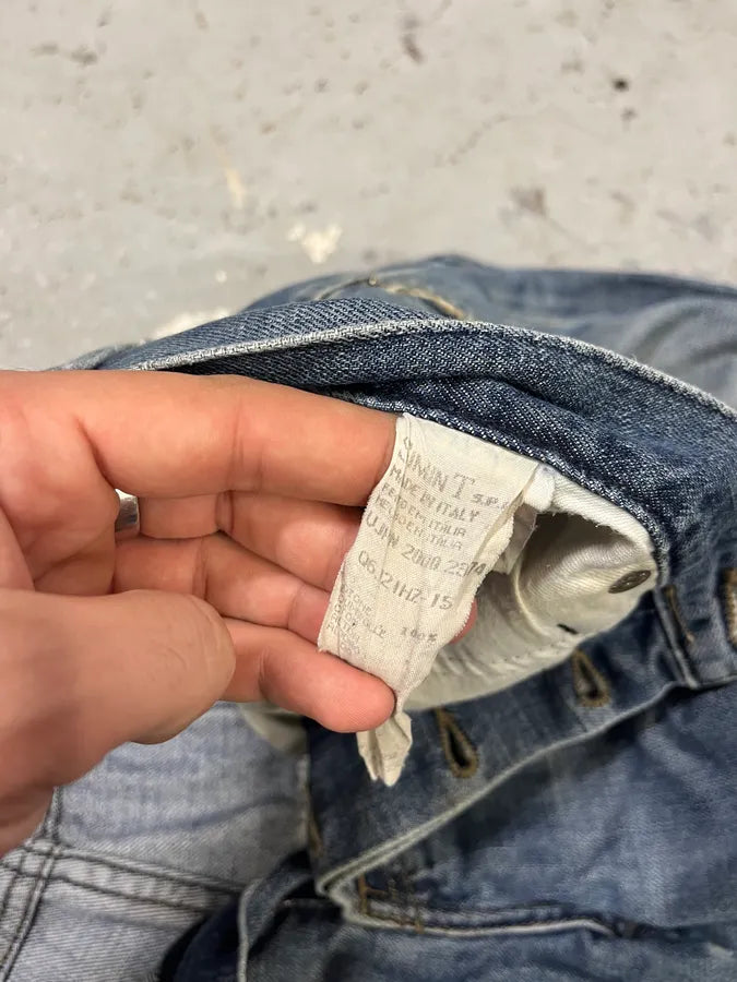 2000s Armani Distressed Reinforced Blue Denim Jeans ffAqBdU 12