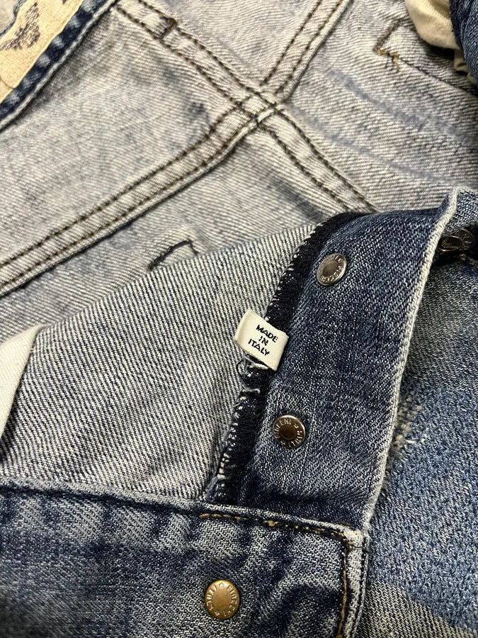 2000s Armani Distressed Reinforced Blue Denim Jeans ffAqBdU 13
