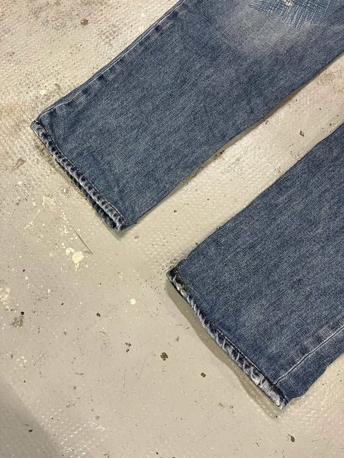 2000s Armani Distressed Reinforced Blue Denim Jeans ffAqBdU 6