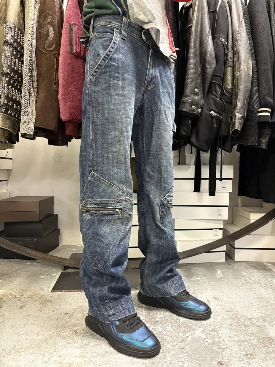 2000s Armani Double Knee Blue Denim Cargo Jeans LdBnGdT 2