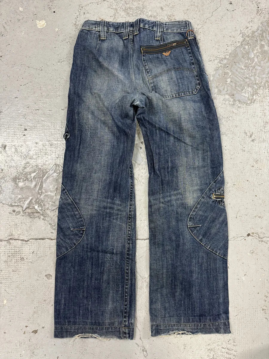 2000s Armani Double Knee Blue Denim Cargo Jeans LdBnGdT 4