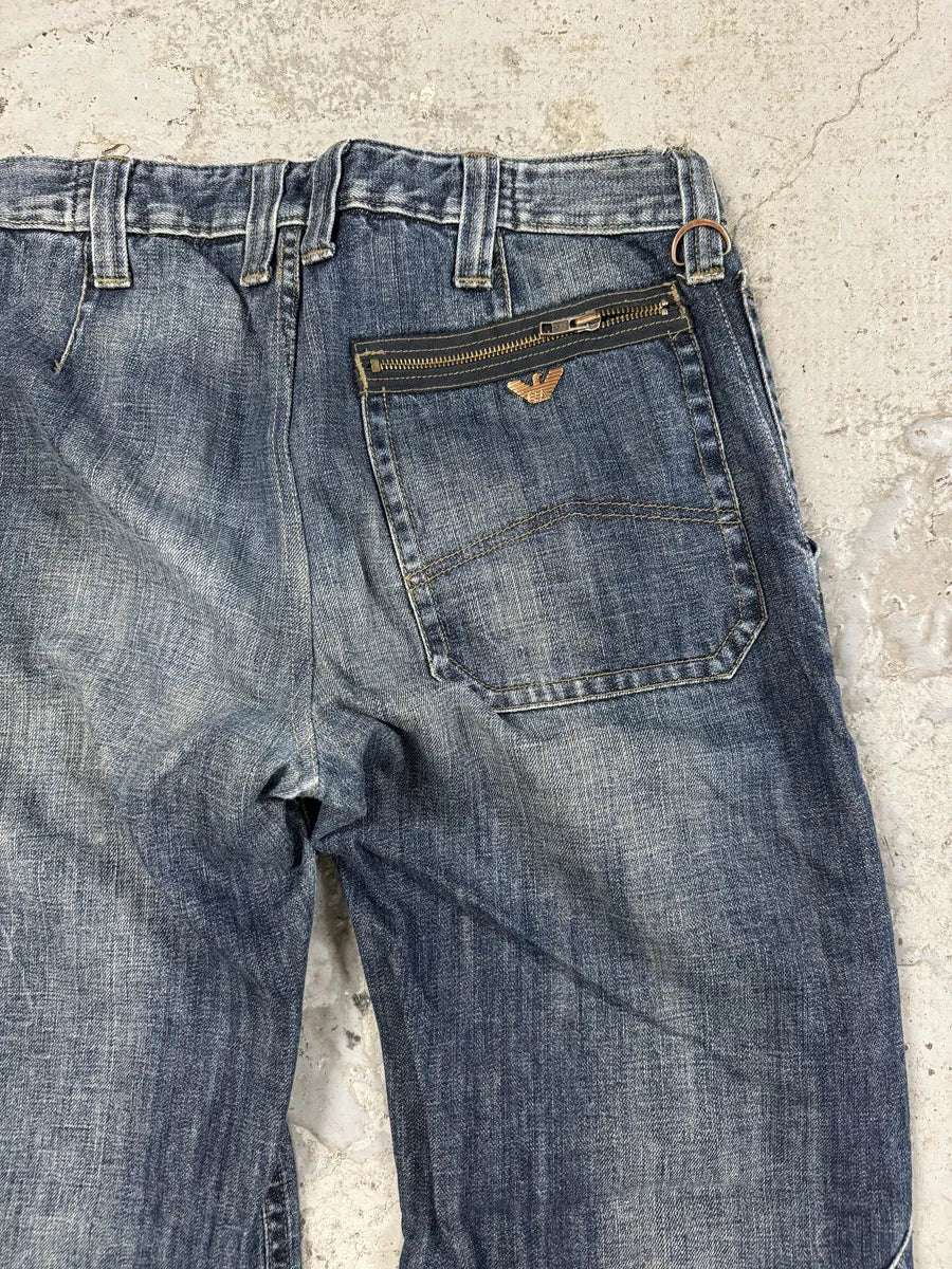 2000s Armani Double Knee Blue Denim Cargo Jeans LdBnGdT 5