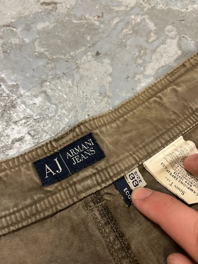 2000s Armani Elevated Olive Cargo Pants (L) ylzVNDz 12