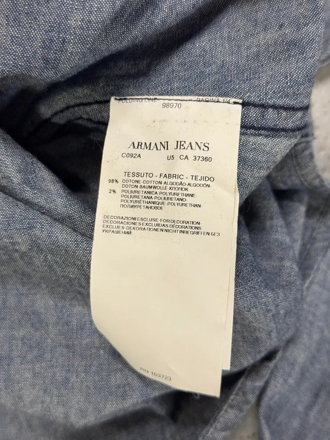 2000s Armani Embellished Collar Buttoned Denim Shirt yDDddwe 8