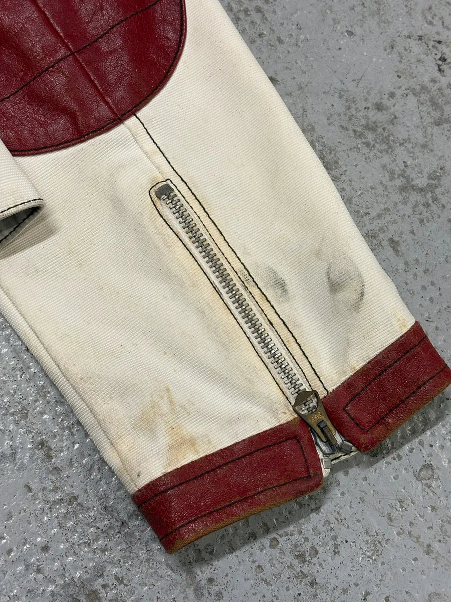 2000s Armani European Ride Red & White Biker Leather Jacket wcEQOnm 10