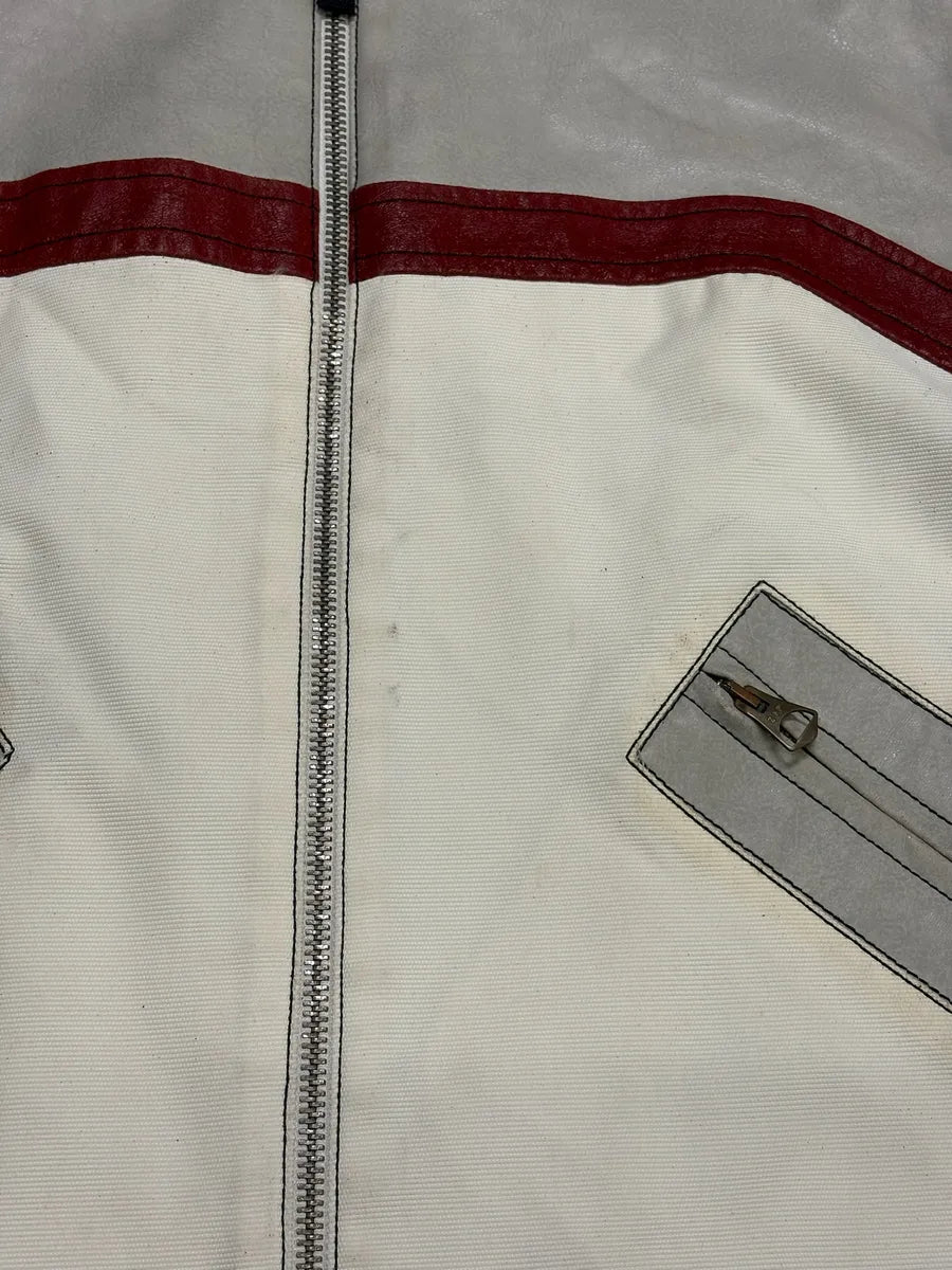 2000s Armani European Ride Red & White Biker Leather Jacket wcEQOnm 12