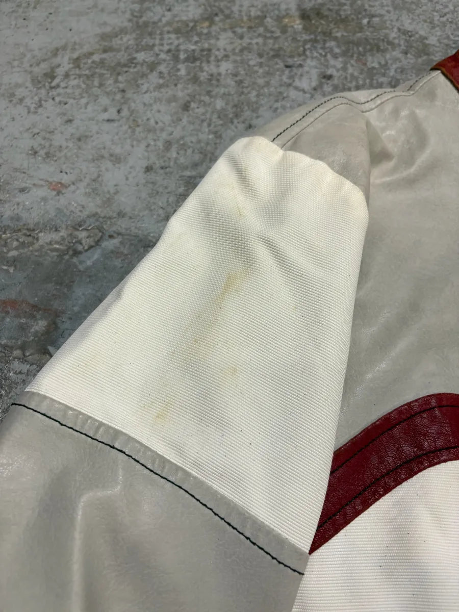 2000s Armani European Ride Red & White Biker Leather Jacket wcEQOnm 14