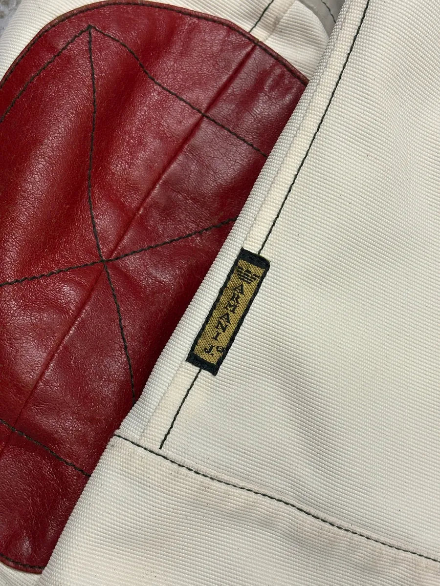 2000s Armani European Ride Red & White Biker Leather Jacket wcEQOnm 7