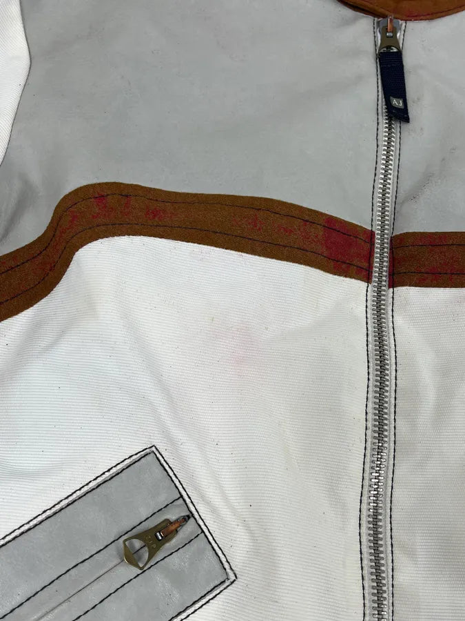 2000s Armani European Ride White & Red Biker Leather Jacket EiKrhjh 10