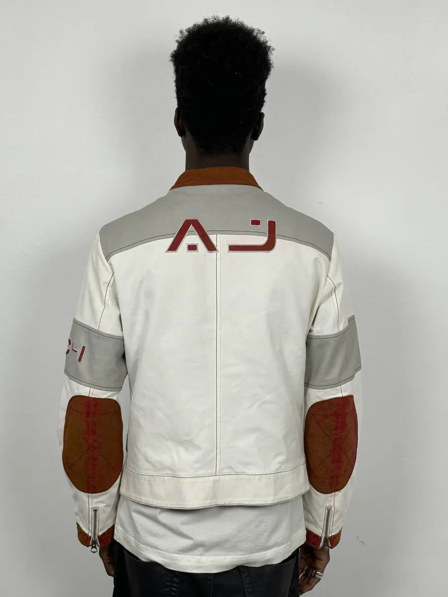 2000s Armani European Ride White & Red Biker Leather Jacket EiKrhjh 2