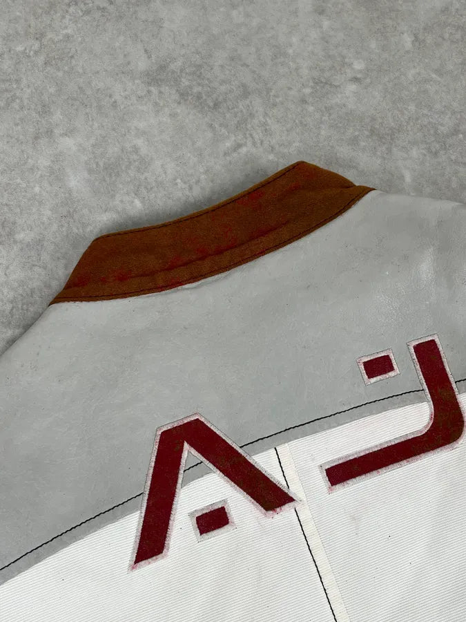 2000s Armani European Ride White & Red Biker Leather Jacket EiKrhjh 5