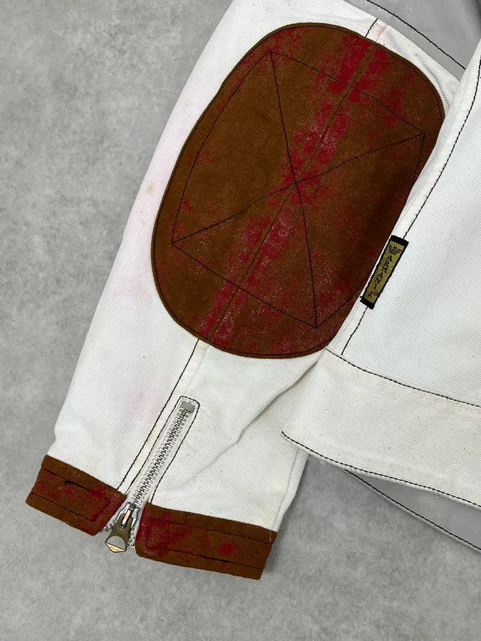 2000s Armani European Ride White & Red Biker Leather Jacket EiKrhjh 7