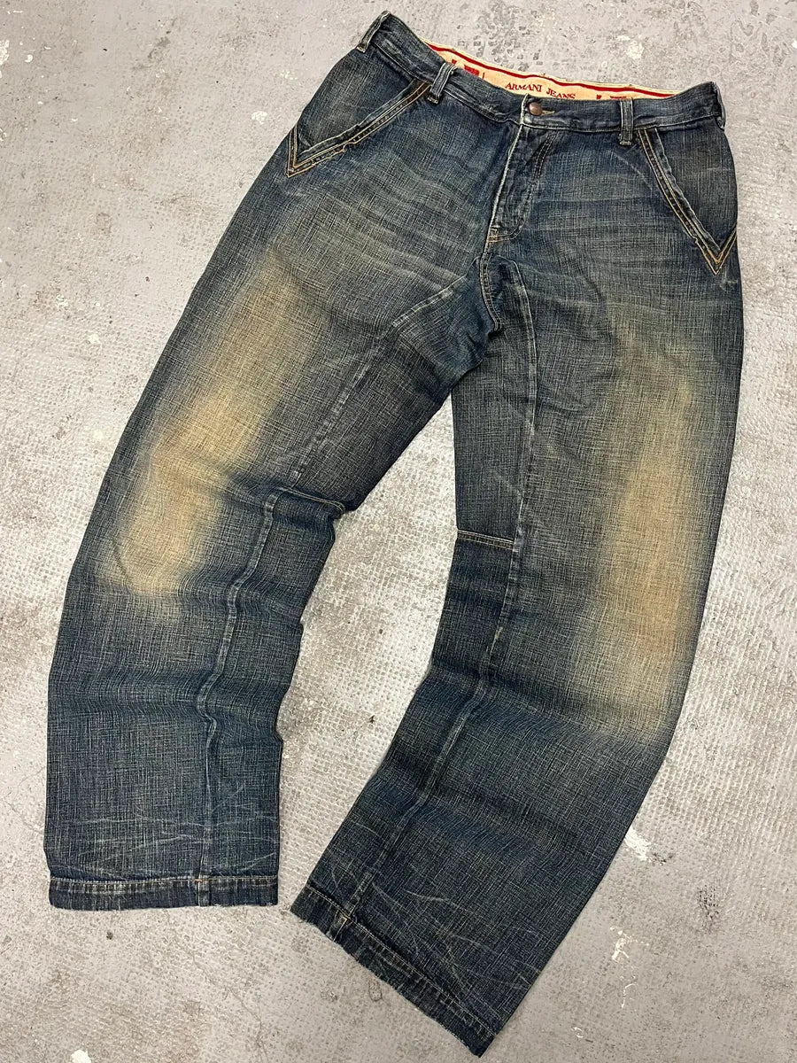 2000s Armani Faded Blue Denim Jeans (M/L) 5