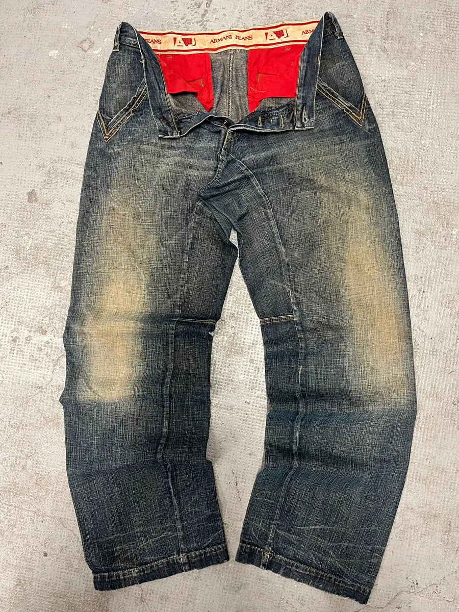 2000s Armani Faded Blue Denim Jeans (M/L) 6