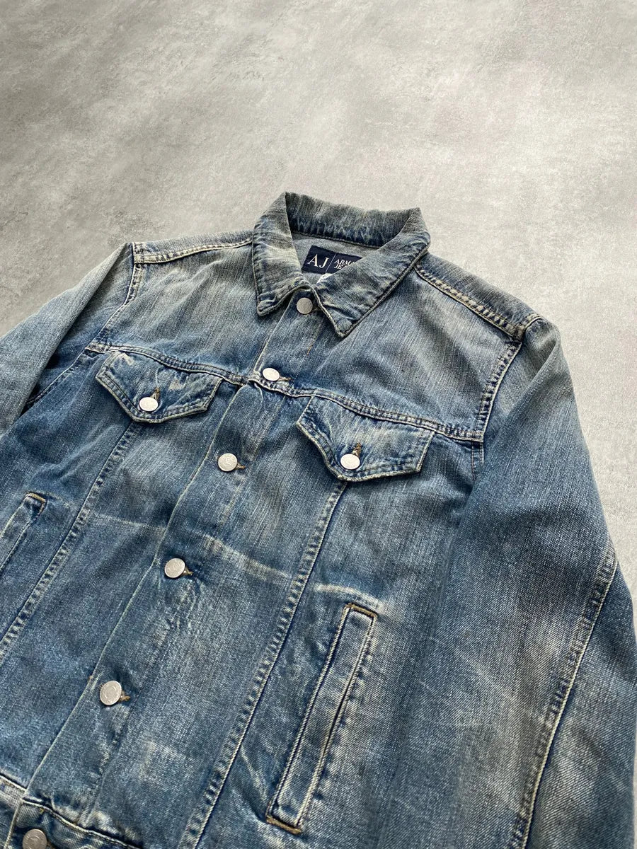 2000s Armani Faded Denim Jacket oaMHMyo 1