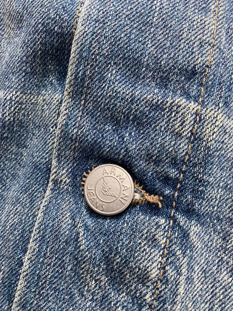 2000s Armani Faded Denim Jacket oaMHMyo 3