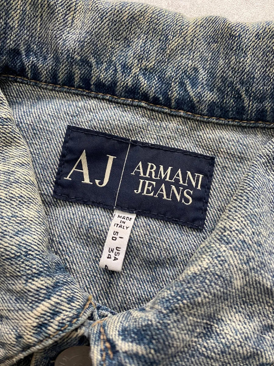 2000s Armani Faded Denim Jacket oaMHMyo 7