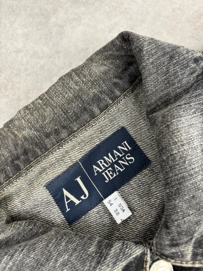 2000s Armani Faded Grey Light Denim Jacket EmmEJpY 6