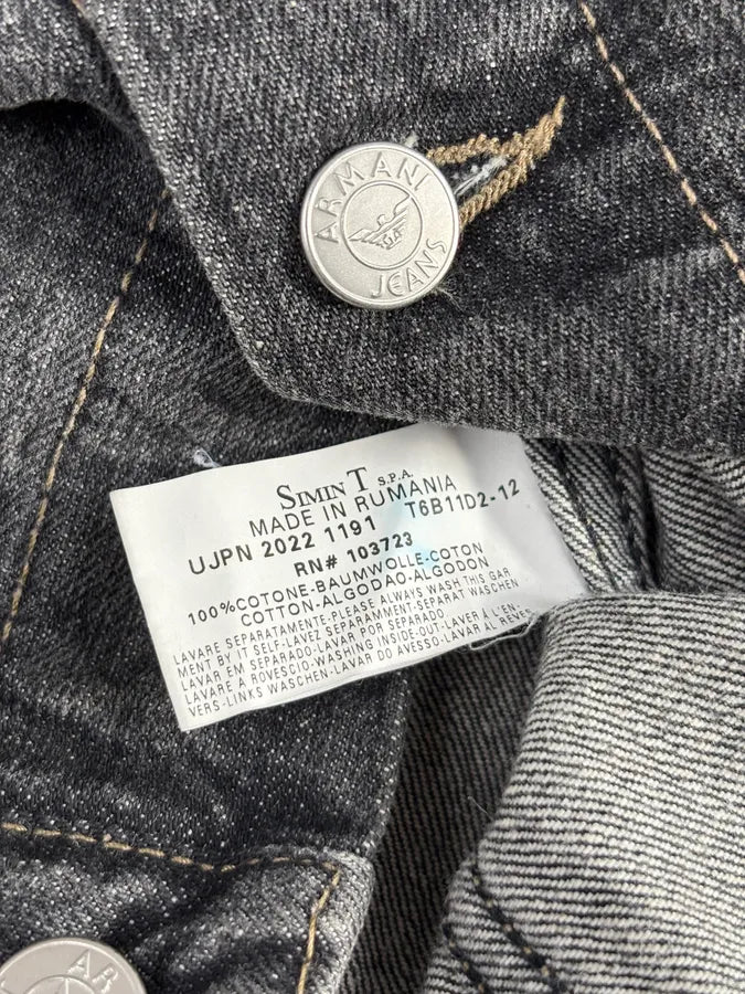 2000s Armani Faded Grey Light Denim Jacket EmmEJpY 7