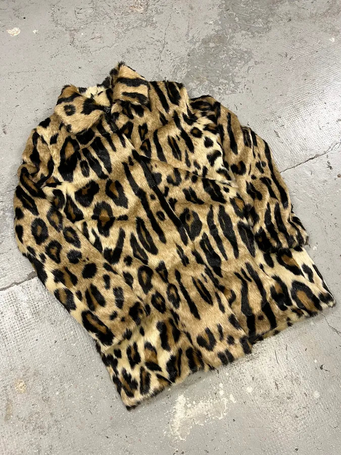 2000s Armani Fake Fur Leopard Long Jacket jSEODVT 4