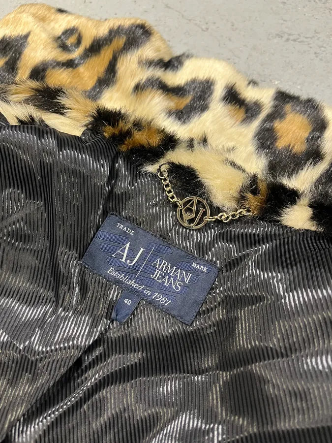 2000s Armani Fake Fur Leopard Long Jacket jSEODVT 5