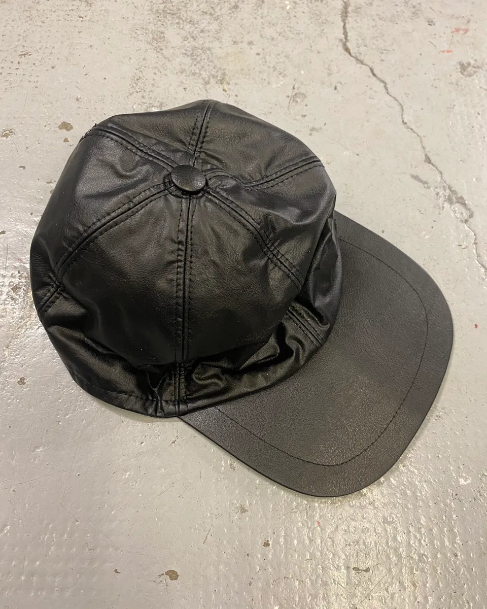2000s Armani Fake Leather Black Cap EtrXdhK 0