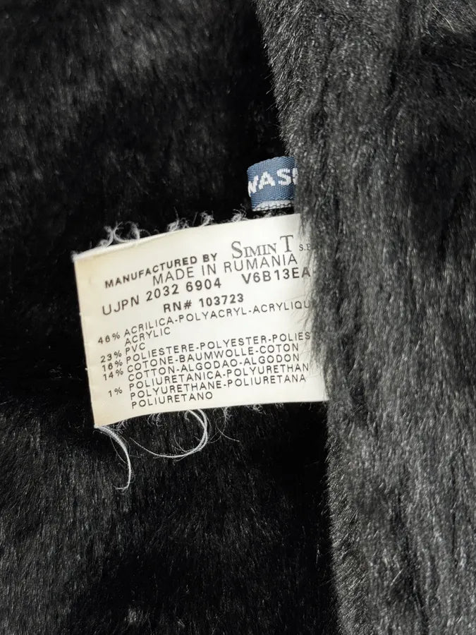 2000s Armani Faux Fur Black Premium Leather Jacket uoJStVE 10