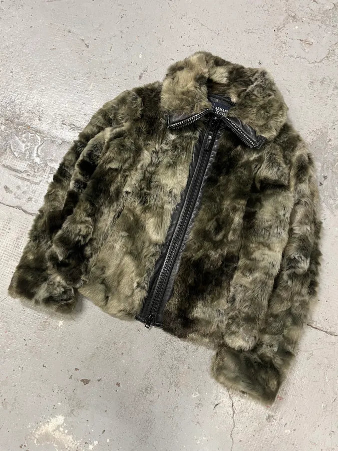 2000s Armani Faux Fur Hybrid Bomber Jacket (S/M) ioUZoae 4