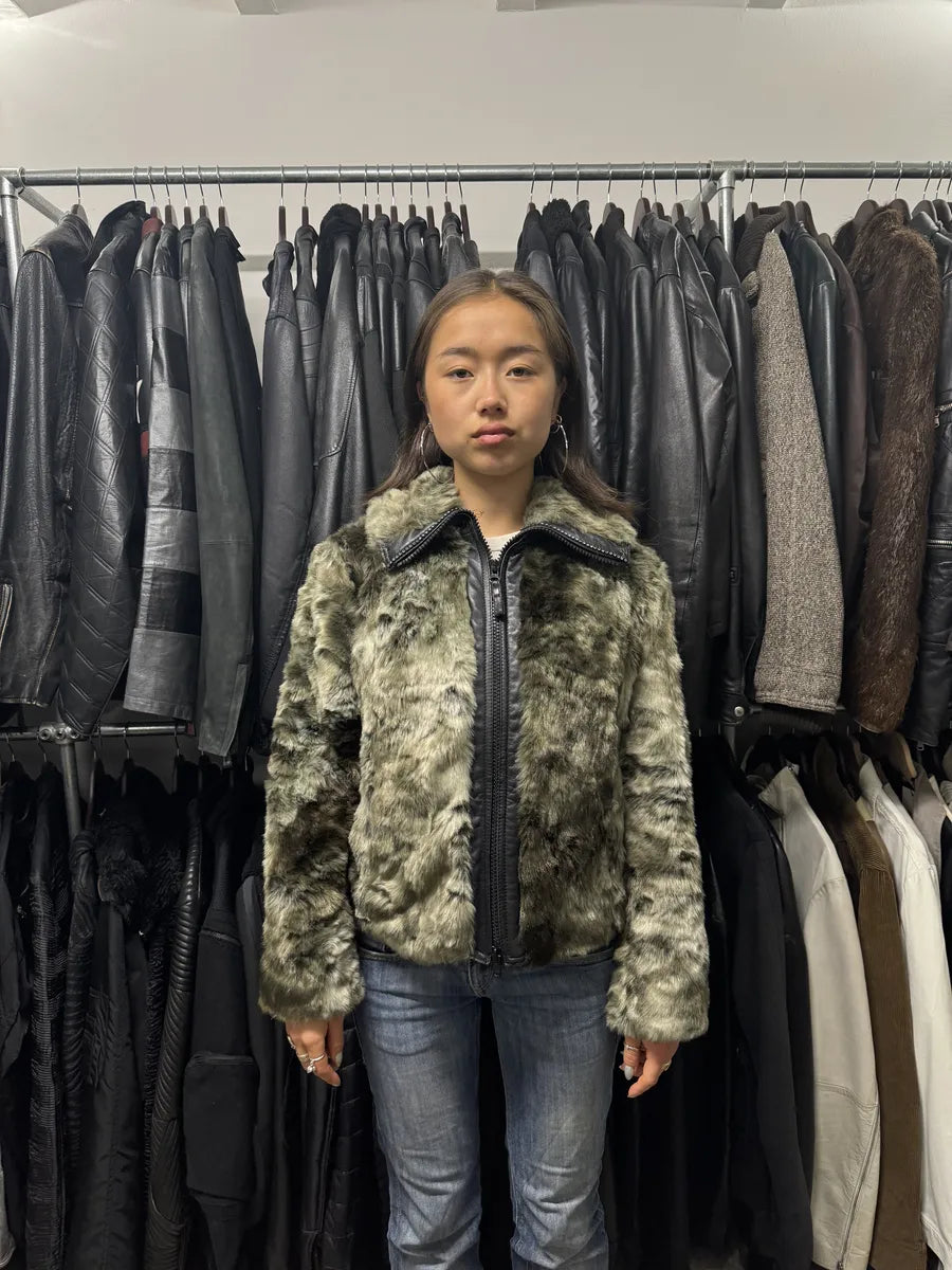 2000s Armani Faux Fur Hybrid Bomber Jacket (S/M) ioUZoae 2