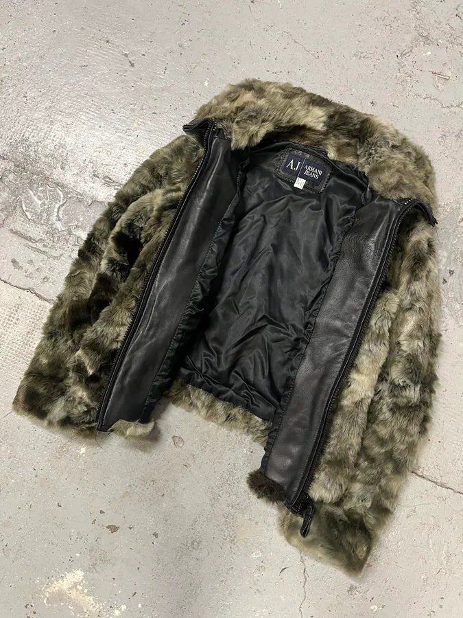 2000s Armani Faux Fur Hybrid Bomber Jacket (S/M) ioUZoae 5