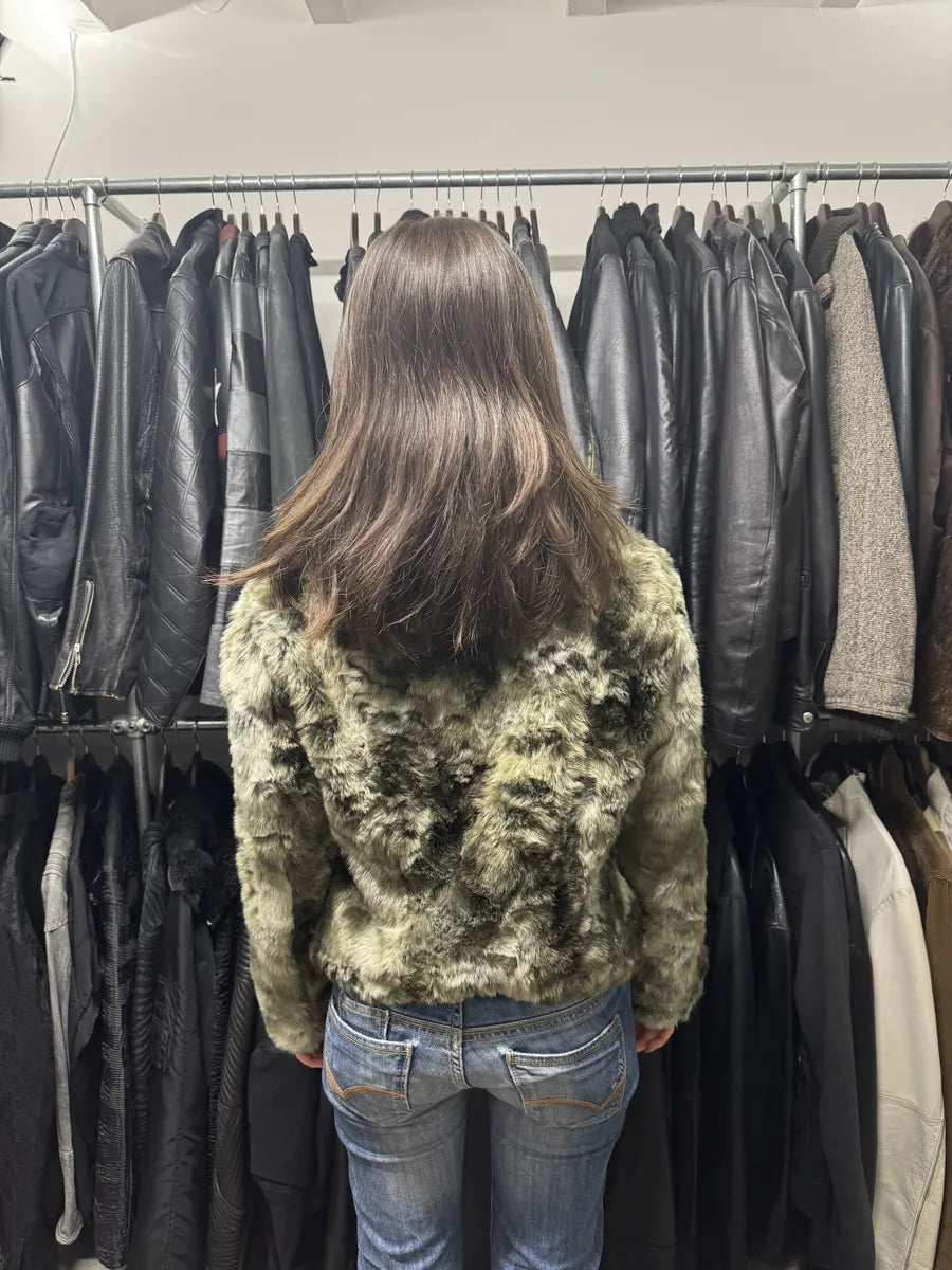 2000s Armani Faux Fur Hybrid Bomber Jacket (S/M) ioUZoae 3