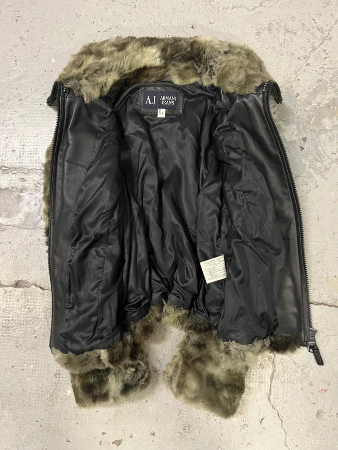 2000s Armani Faux Fur Hybrid Bomber Jacket (S/M) ioUZoae 6