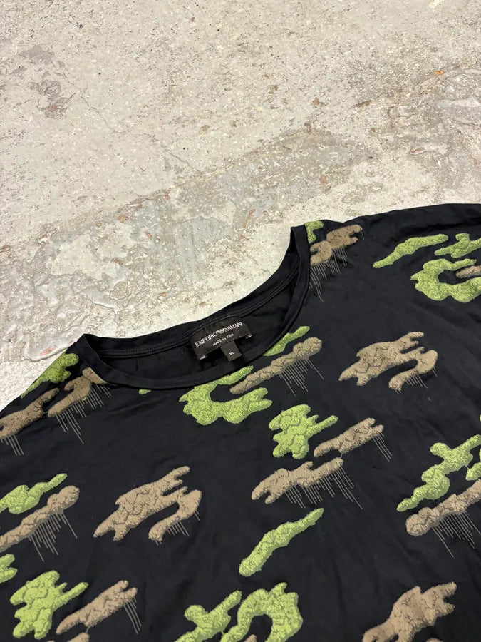 FW2018 Emporio Armani Green Lands Cloudy Black T-Shirt ItWUxtz 4