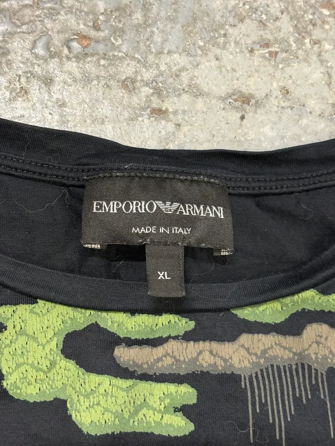 FW2018 Emporio Armani Green Lands Cloudy Black T-Shirt ItWUxtz 6