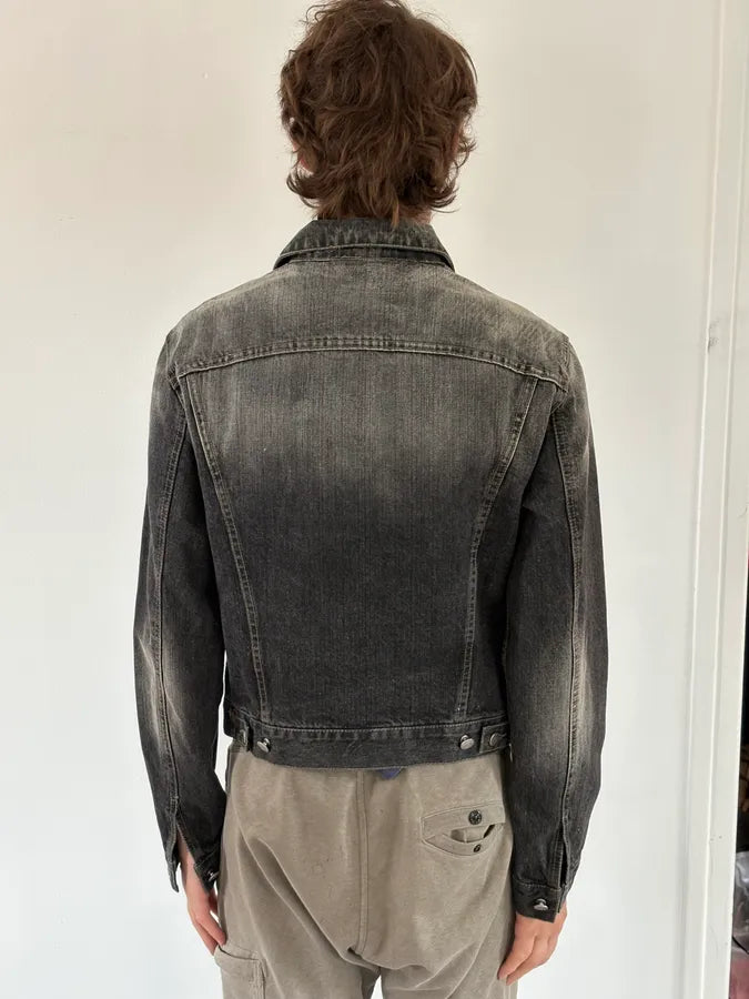 2000s Armani Grey Bleached Denim Jacket eXdLkxU 2