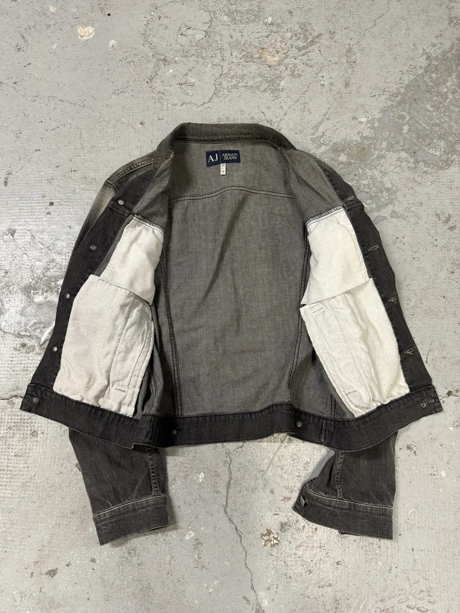 2000s Armani Grey Faded Denim Jacket bUgNZxa 10