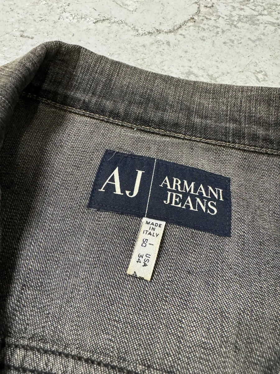 2000s Armani Grey Faded Denim Jacket bUgNZxa 8
