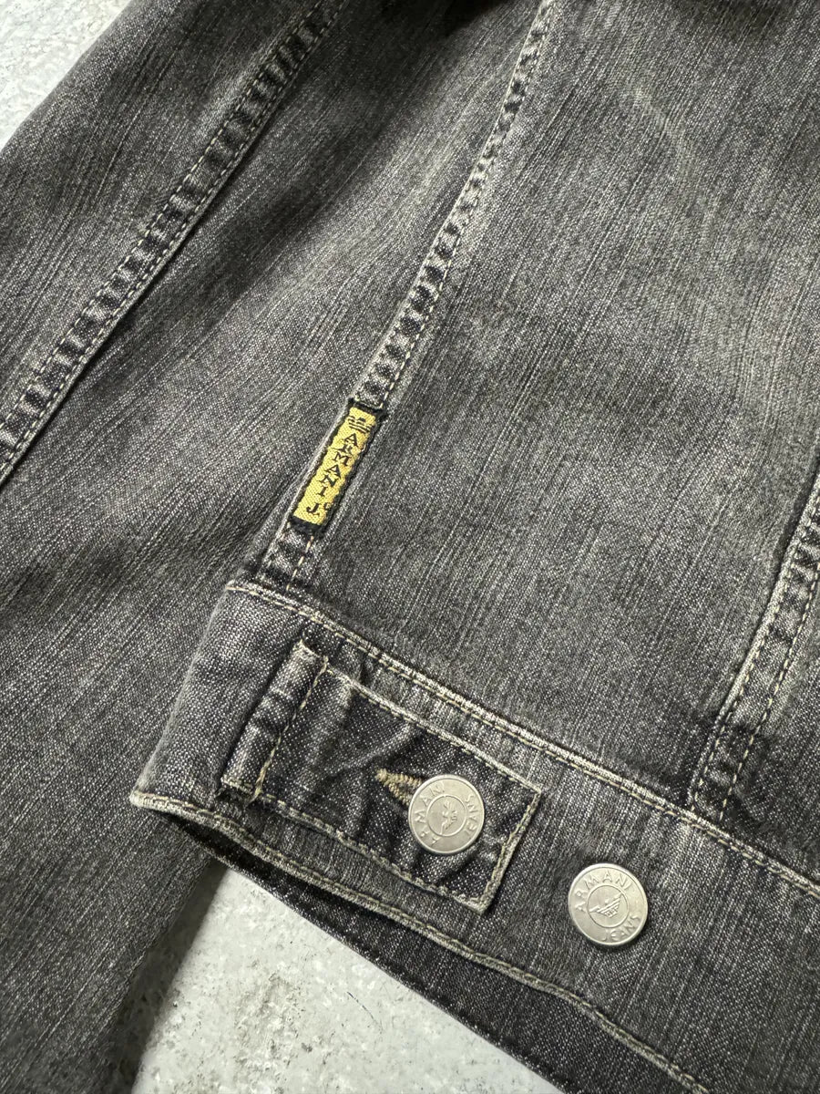 2000s Armani Grey Faded Denim Jacket bUgNZxa 9