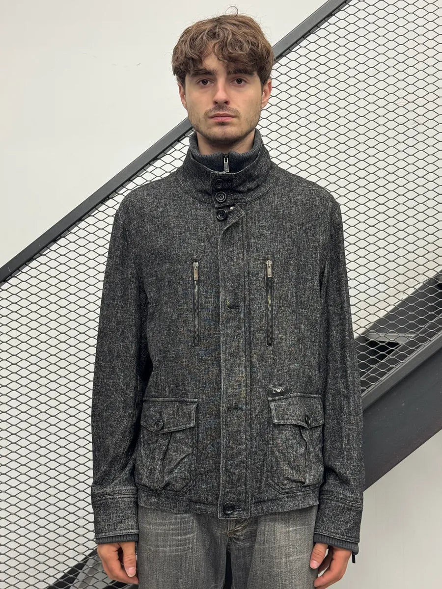 AW2008 Armani Grey Hybrid Double Layer Cargo Jacket hIWXFkq 1