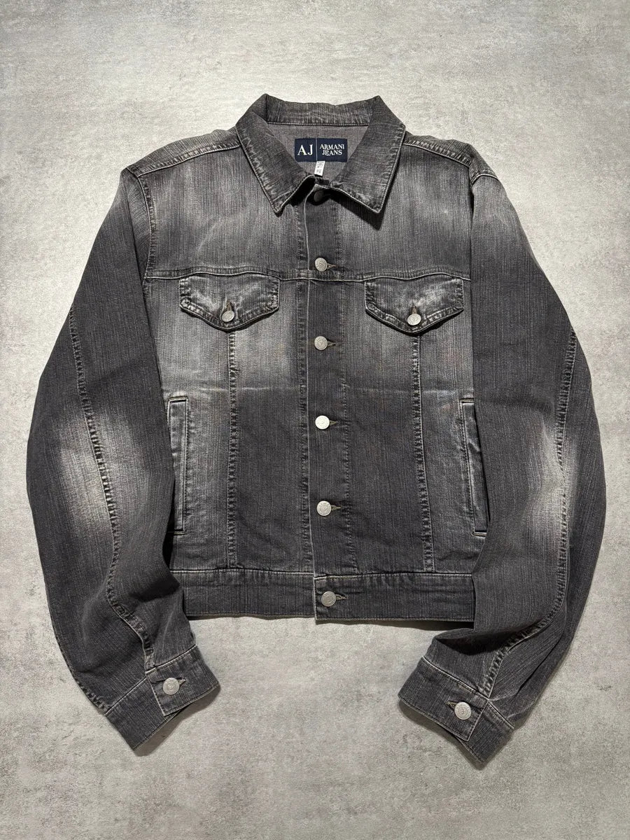 2000s Armani Grey Washed Denim Jacket otQVjvh 0