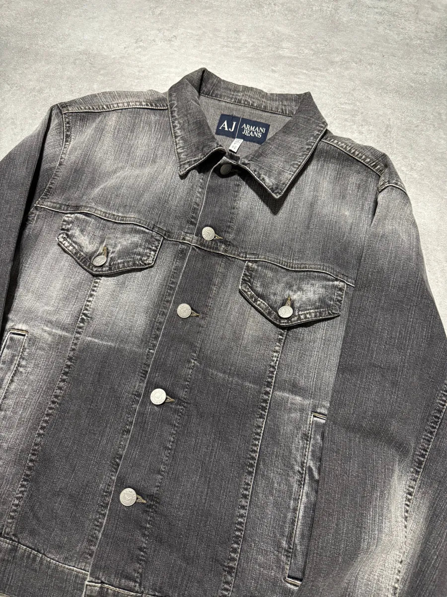 2000s Armani Grey Washed Denim Jacket otQVjvh 1