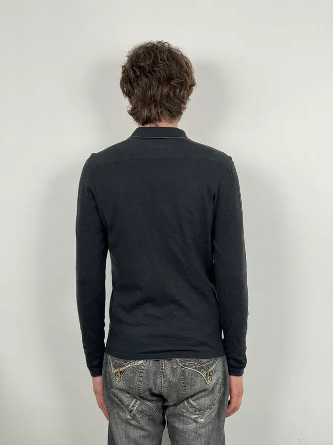 2010s Emporio Armani Grey Wool Polo Longsleeve PhSkwca 2